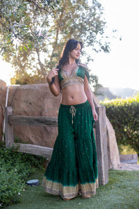 Emerald Gold Sharara Pants Set