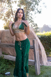 Emerald Gold Sharara Pants Set
