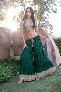 Emerald Gold Sharara Pants Set