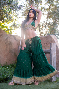 Emerald Gold Sharara Pants Set