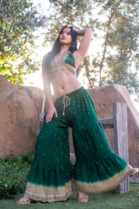 Emerald Gold Sharara Pants Set