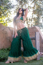 Load image into Gallery viewer, Emerald Gold Sharara Pants Set
