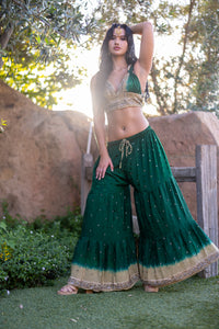 Emerald Gold Sharara Pants Set