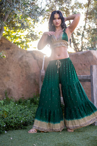 Emerald Gold Sharara Pants Set