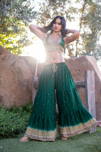 Load image into Gallery viewer, Emerald Gold Sharara Pants Set

