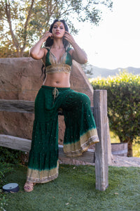 Emerald Gold Sharara Pants Set
