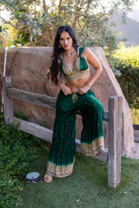 Emerald Gold Sharara Pants Set