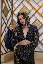 Load image into Gallery viewer, Black Lotus Hoodie Wrap Top
