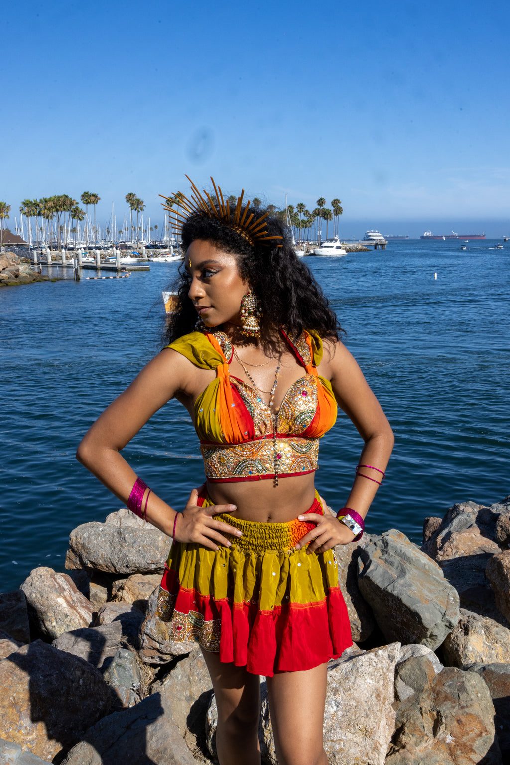 Rainbow Jungle micro mini skirt set (without bottom skirt sequins- top is same)