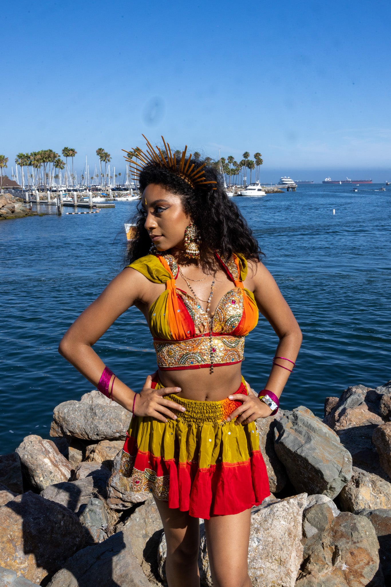 Rainbow Jungle micro mini skirt set (without bottom skirt sequins- top is same)