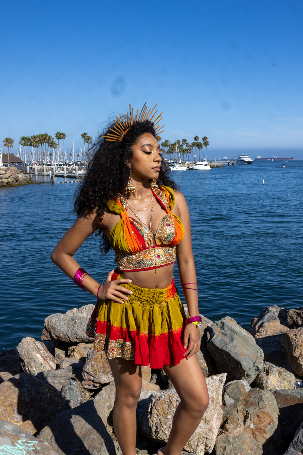 Rainbow Jungle micro mini skirt set (without bottom skirt sequins- top is same)