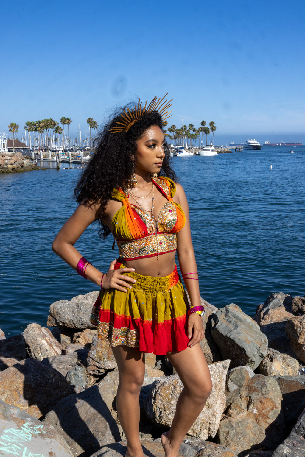 Rainbow Jungle micro mini skirt set (without bottom skirt sequins- top is same)