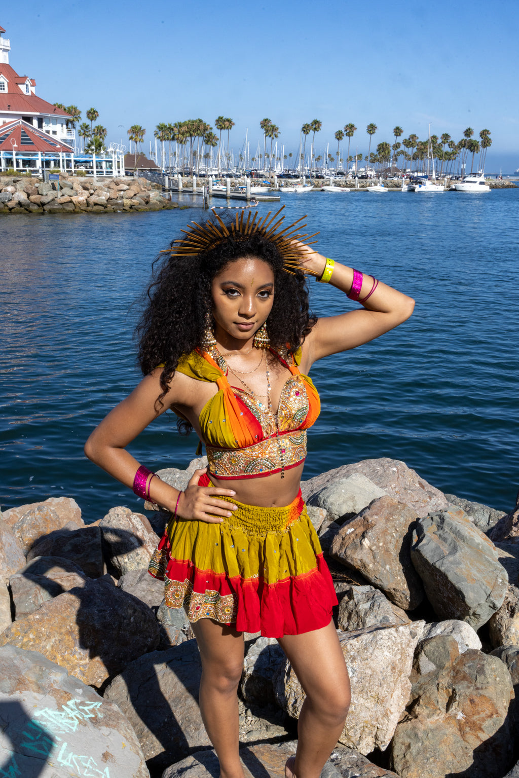 Rainbow Jungle micro mini skirt set (without bottom skirt sequins- top is same)