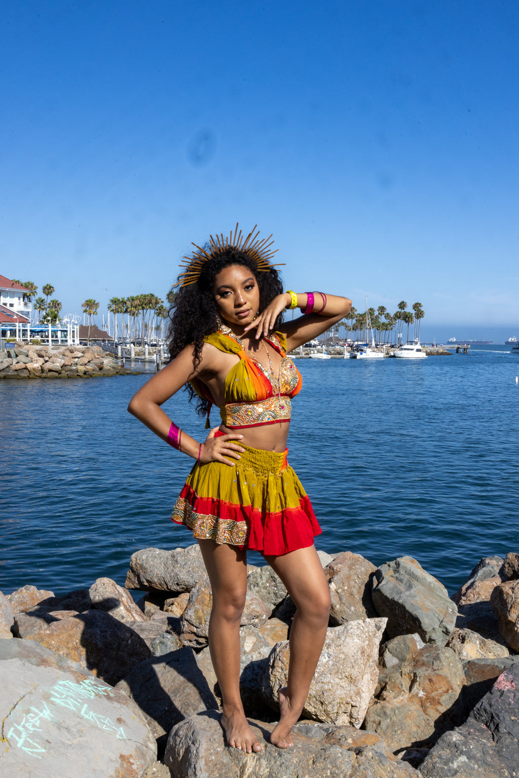 Rainbow Jungle micro mini skirt set (without bottom skirt sequins- top is same)