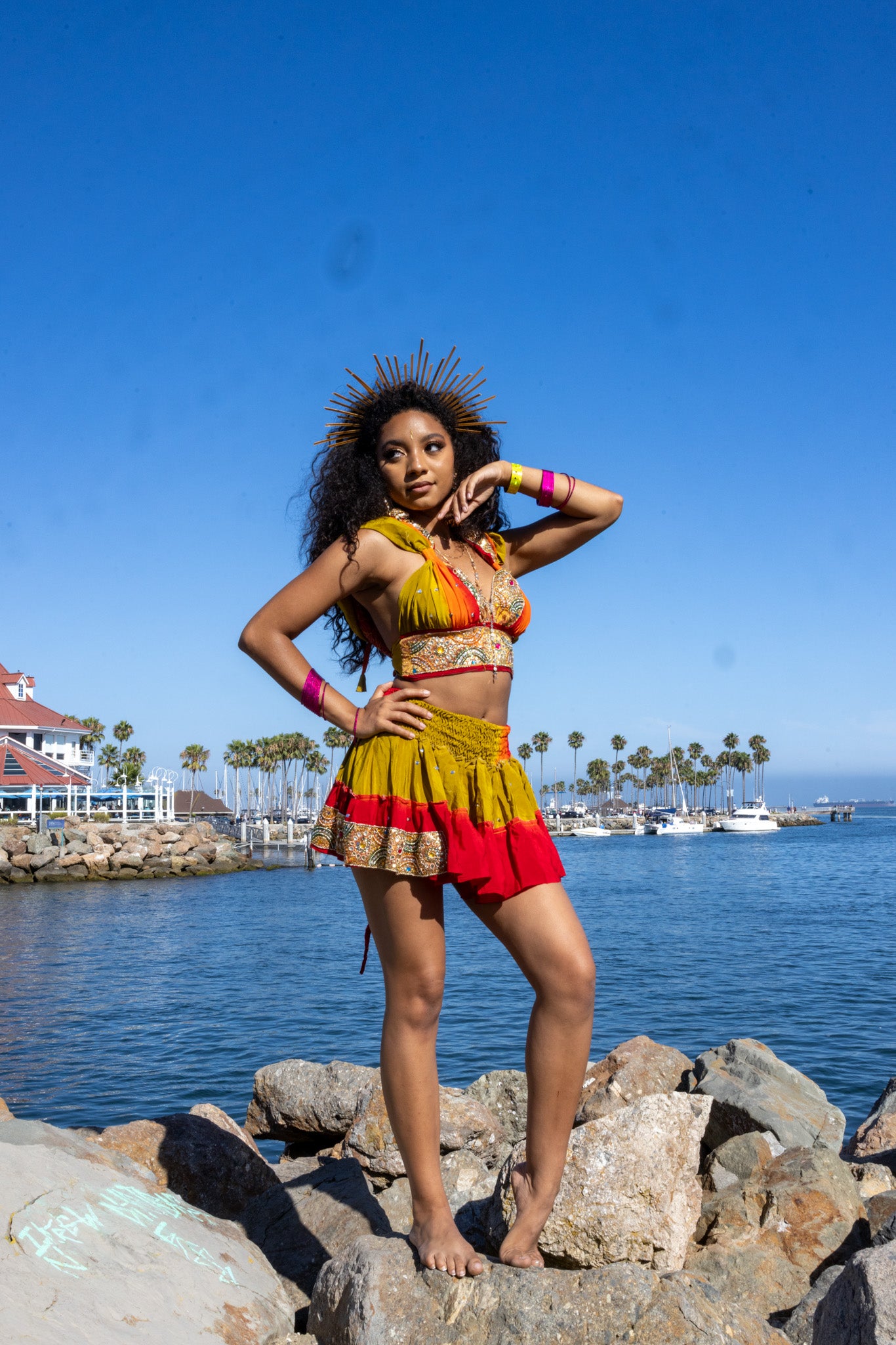 Rainbow Jungle micro mini skirt set (without bottom skirt sequins- top is same)