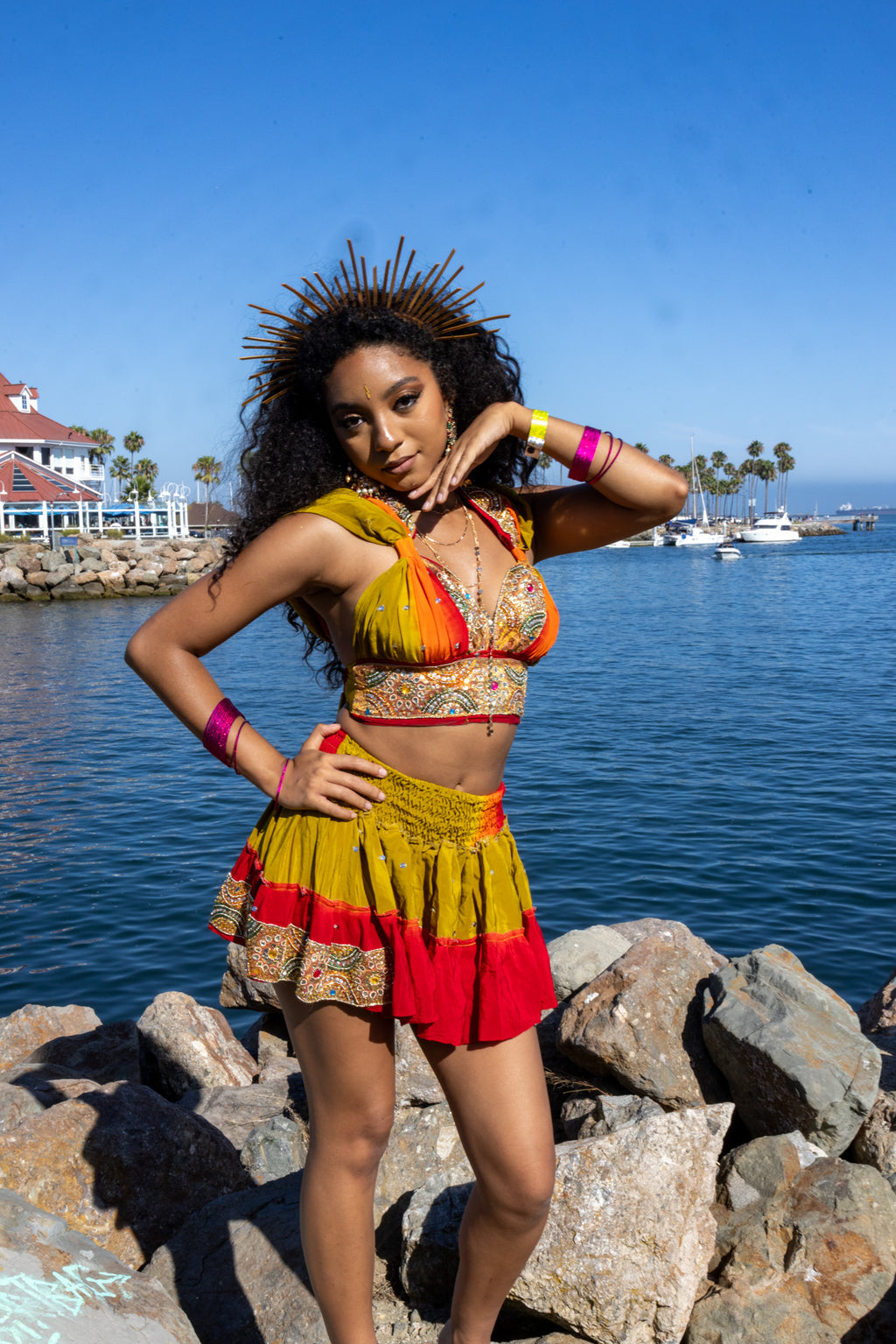 Rainbow Jungle micro mini skirt set (without bottom skirt sequins- top is same)