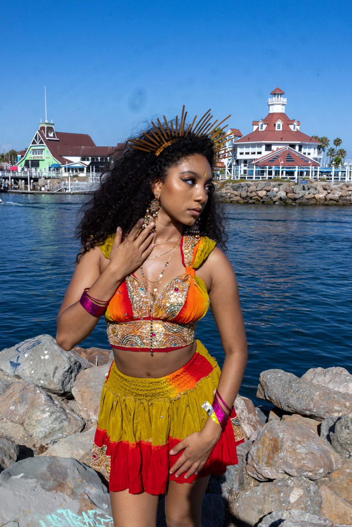 Rainbow Jungle micro mini skirt set (without bottom skirt sequins- top is same)