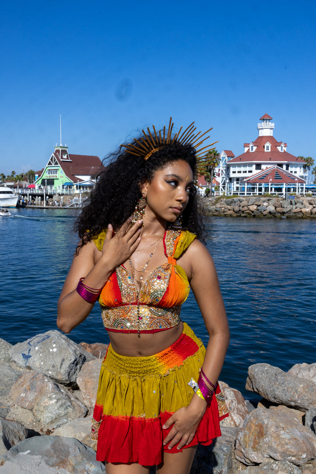 Rainbow Jungle micro mini skirt set (without bottom skirt sequins- top is same)