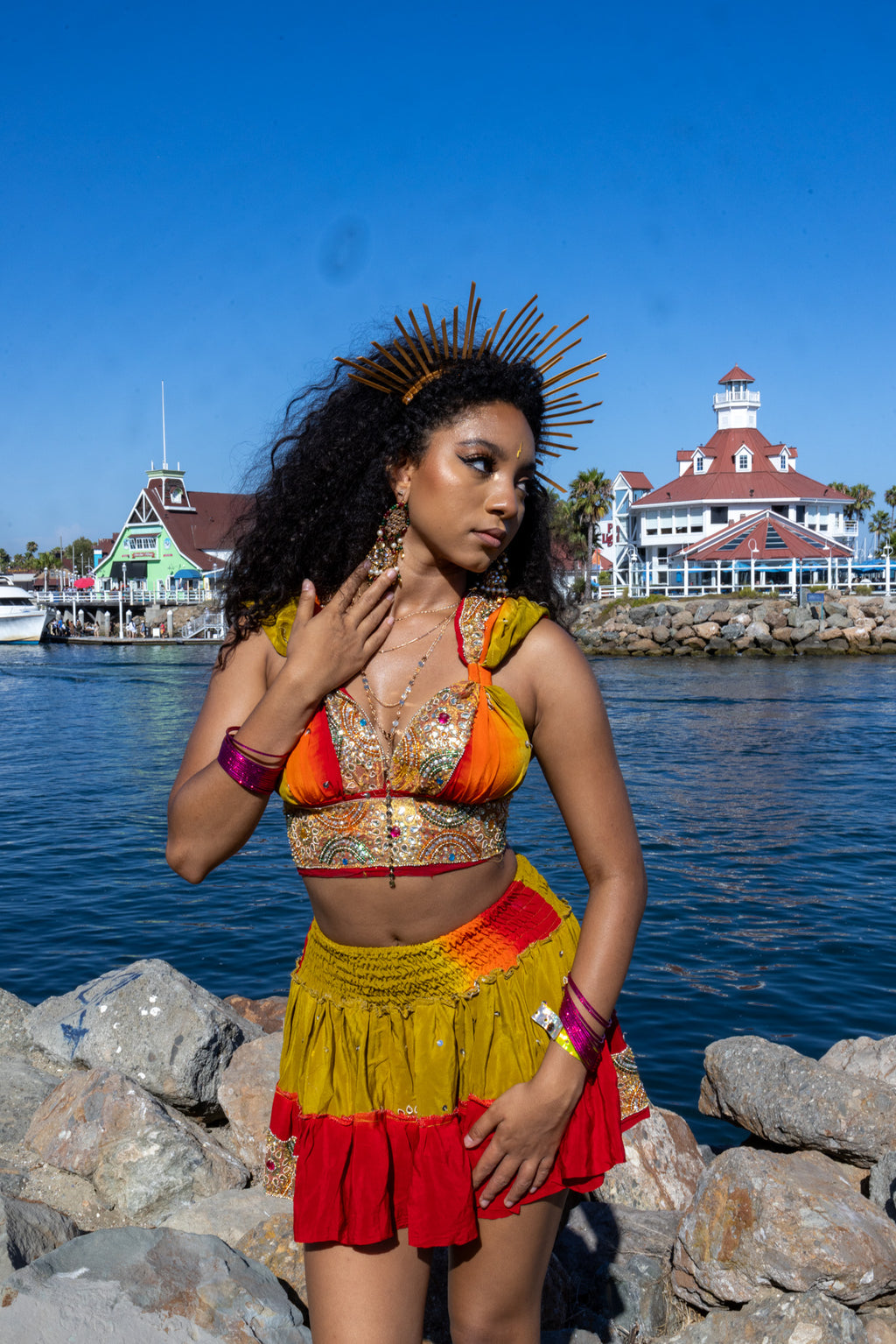 Rainbow Jungle micro mini skirt set (without bottom skirt sequins- top is same)
