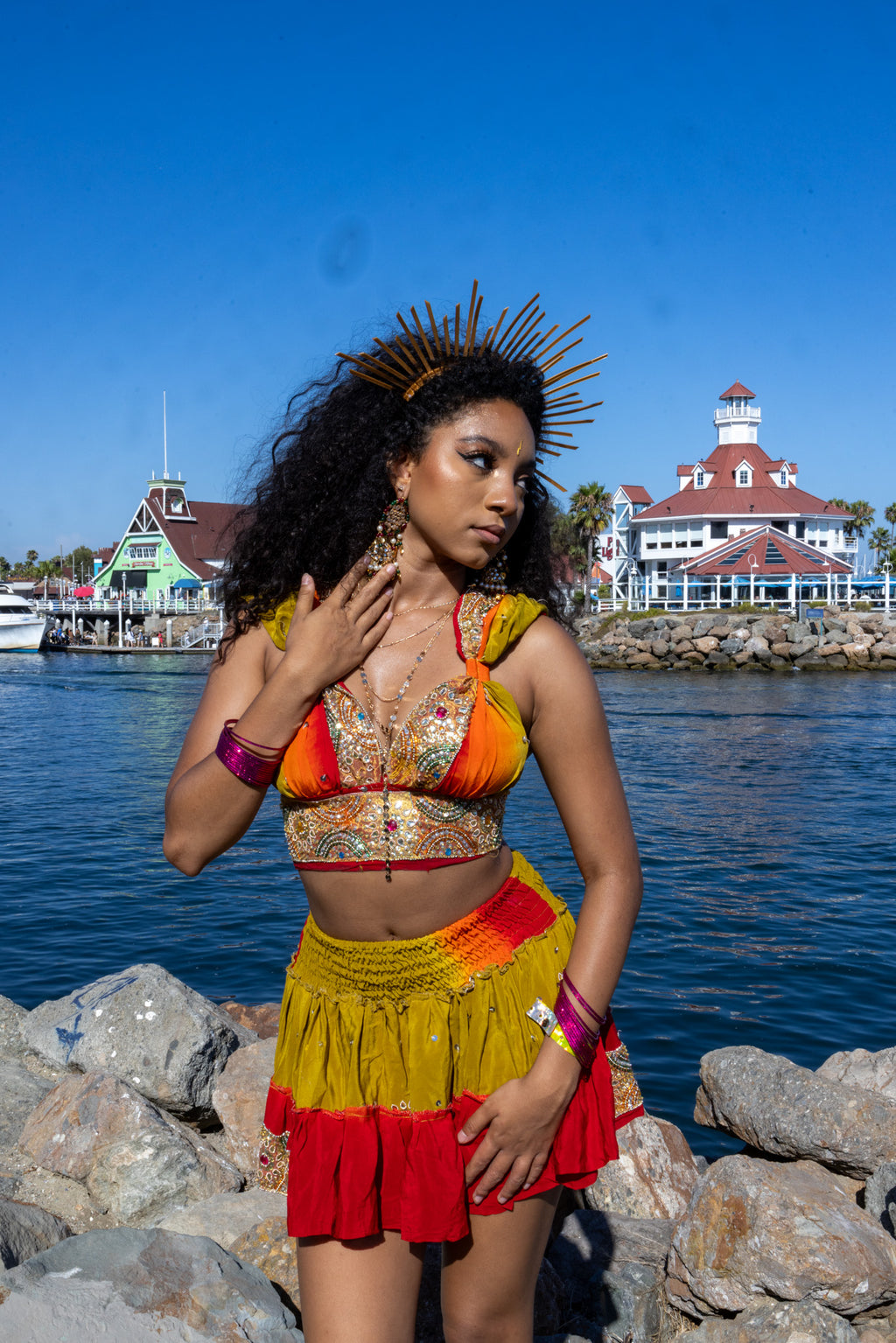 Rainbow Jungle micro mini skirt set (without bottom skirt sequins- top is same)