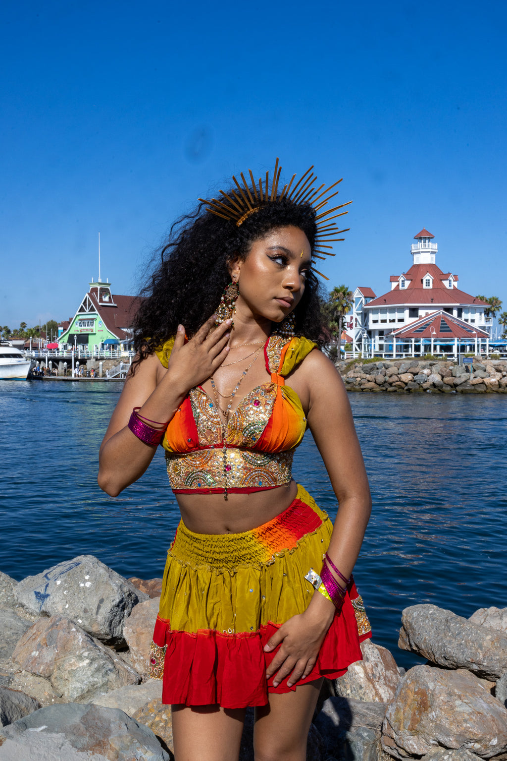 Rainbow Jungle micro mini skirt set (without bottom skirt sequins- top is same)
