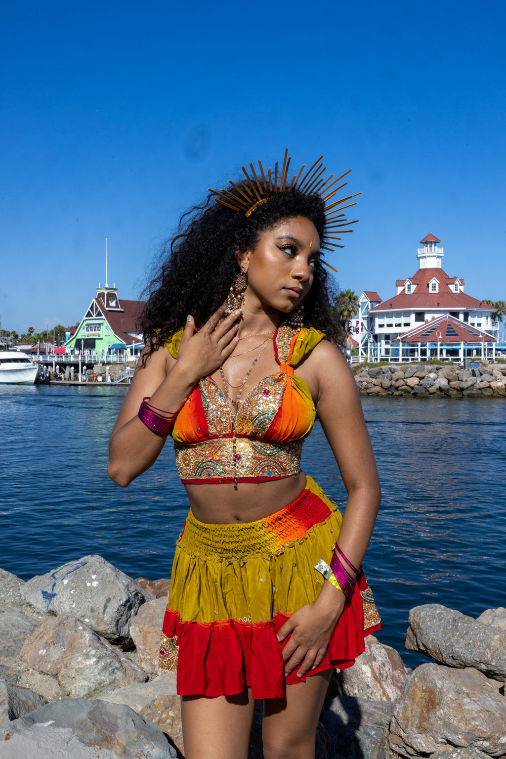 Rainbow Jungle micro mini skirt set (without bottom skirt sequins- top is same)