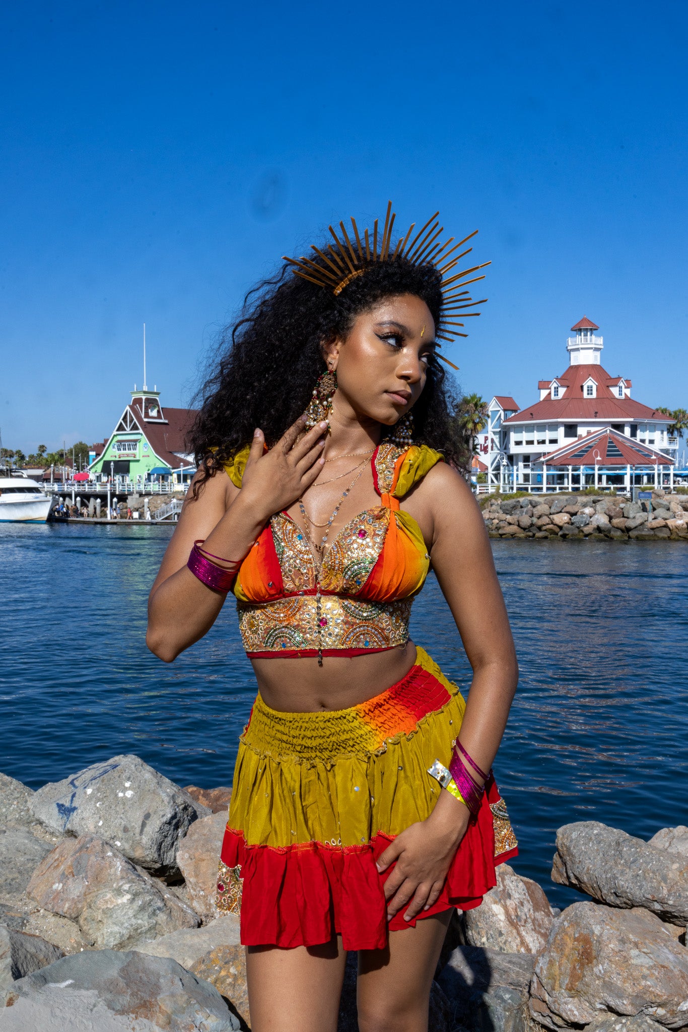 Rainbow Jungle micro mini skirt set (without bottom skirt sequins- top is same)