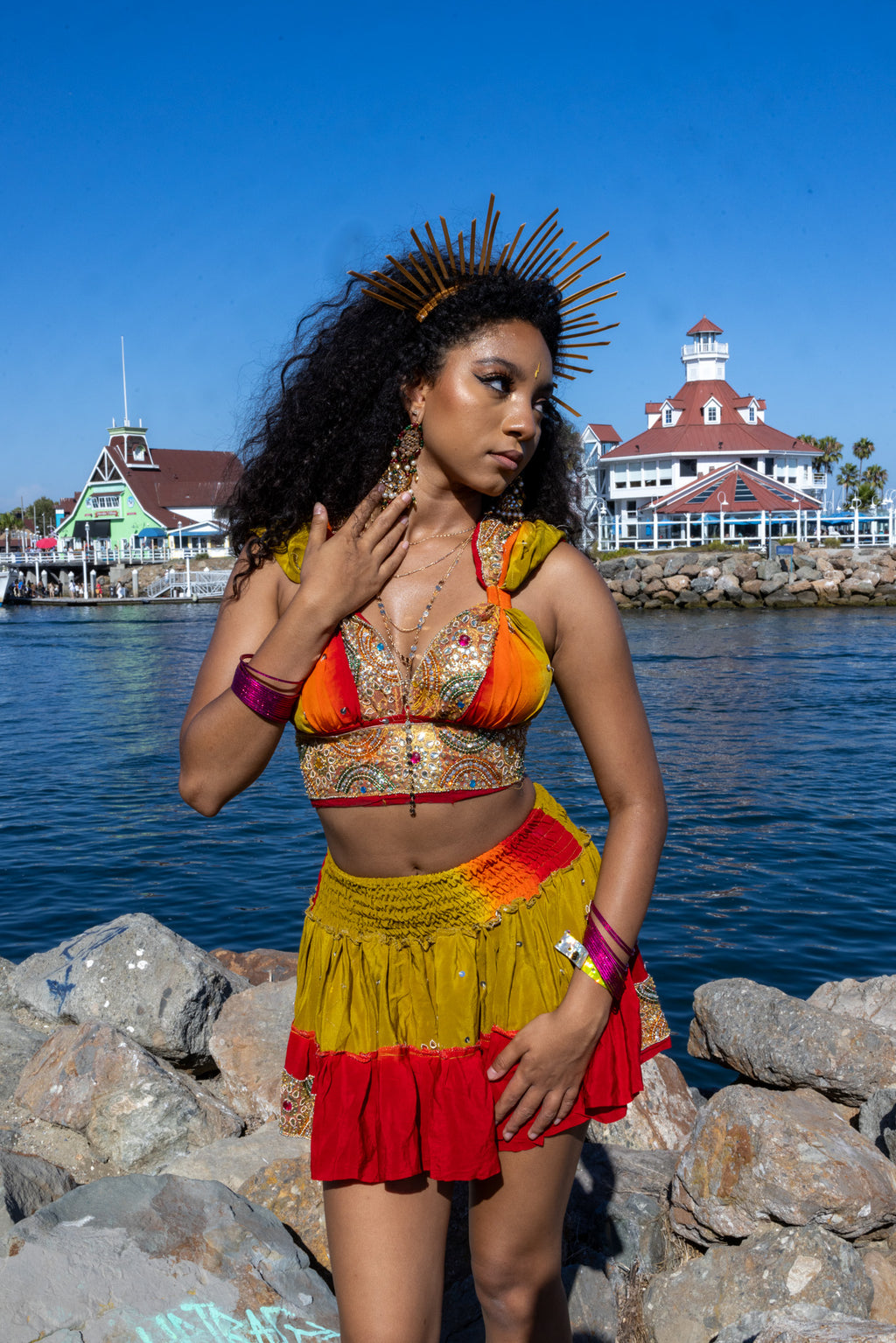Rainbow Jungle micro mini skirt set (without bottom skirt sequins- top is same)