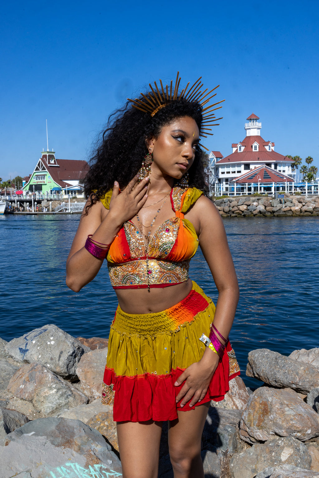 Rainbow Jungle micro mini skirt set (without bottom skirt sequins- top is same)