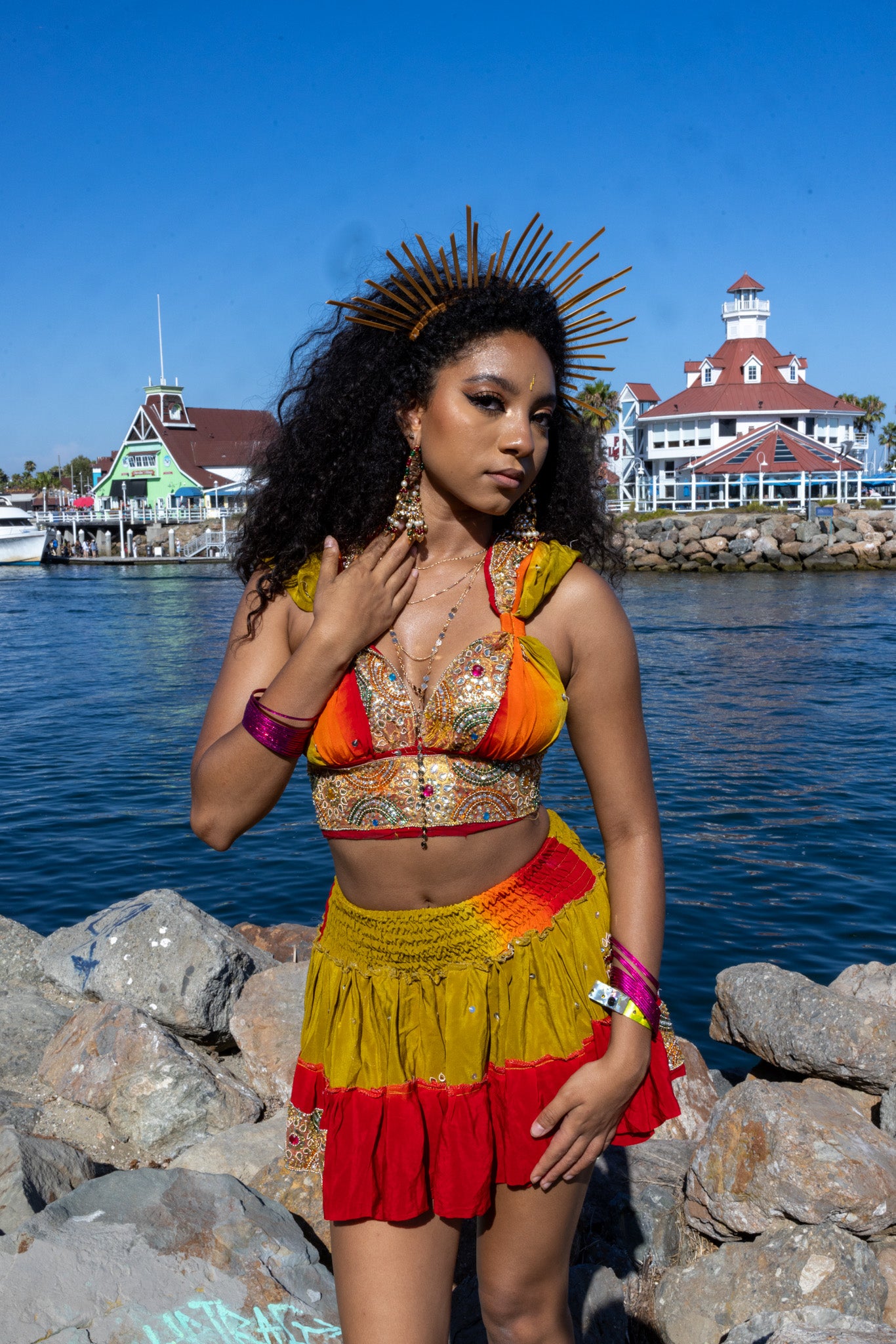 Rainbow Jungle micro mini skirt set (without bottom skirt sequins- top is same)