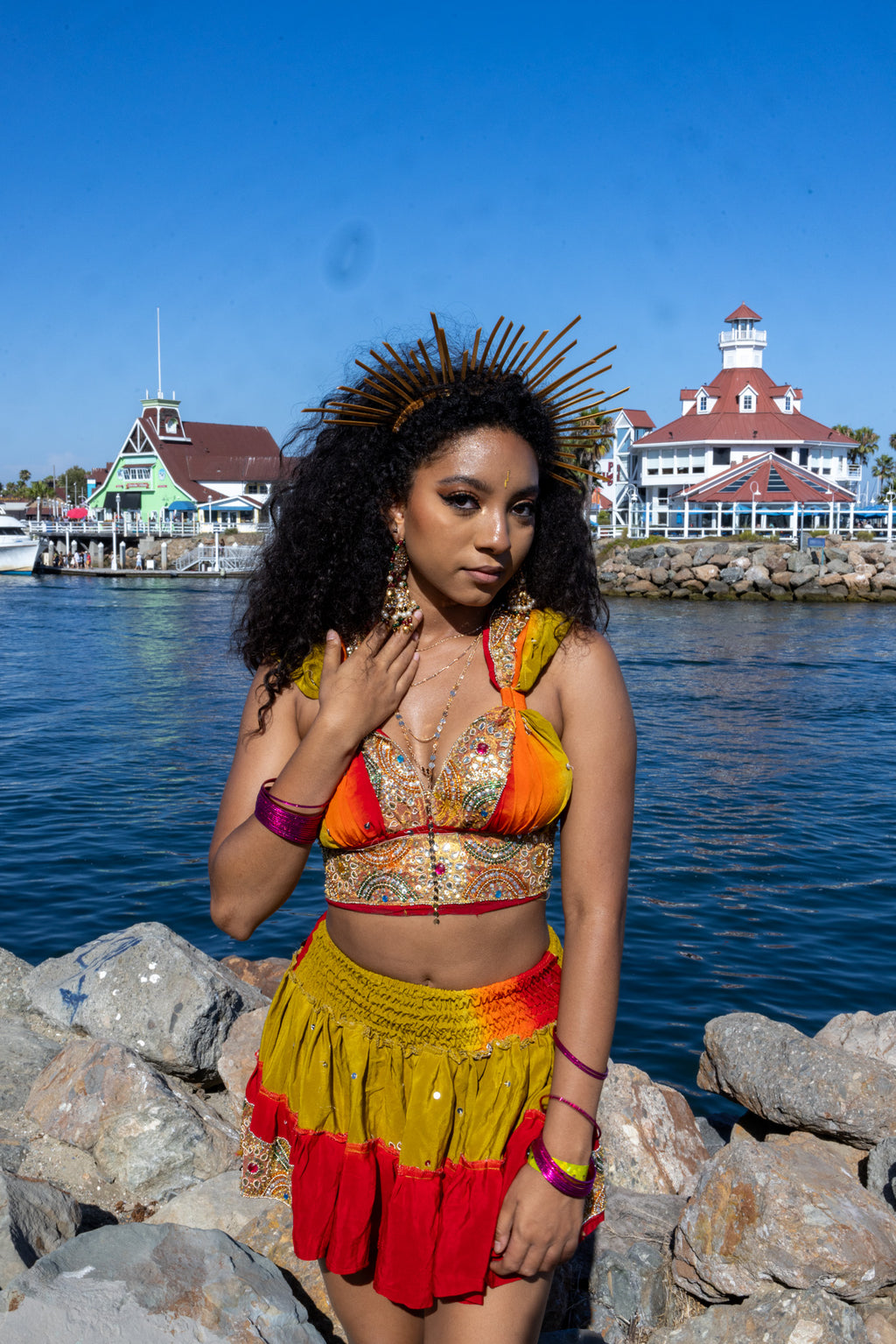 Rainbow Jungle micro mini skirt set (without bottom skirt sequins- top is same)