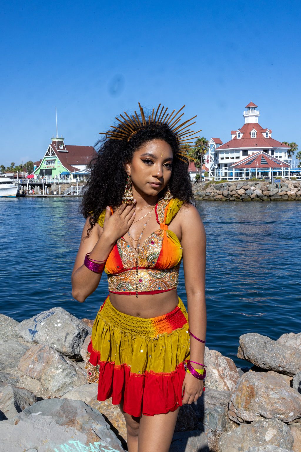 Rainbow Jungle micro mini skirt set (without bottom skirt sequins- top is same)