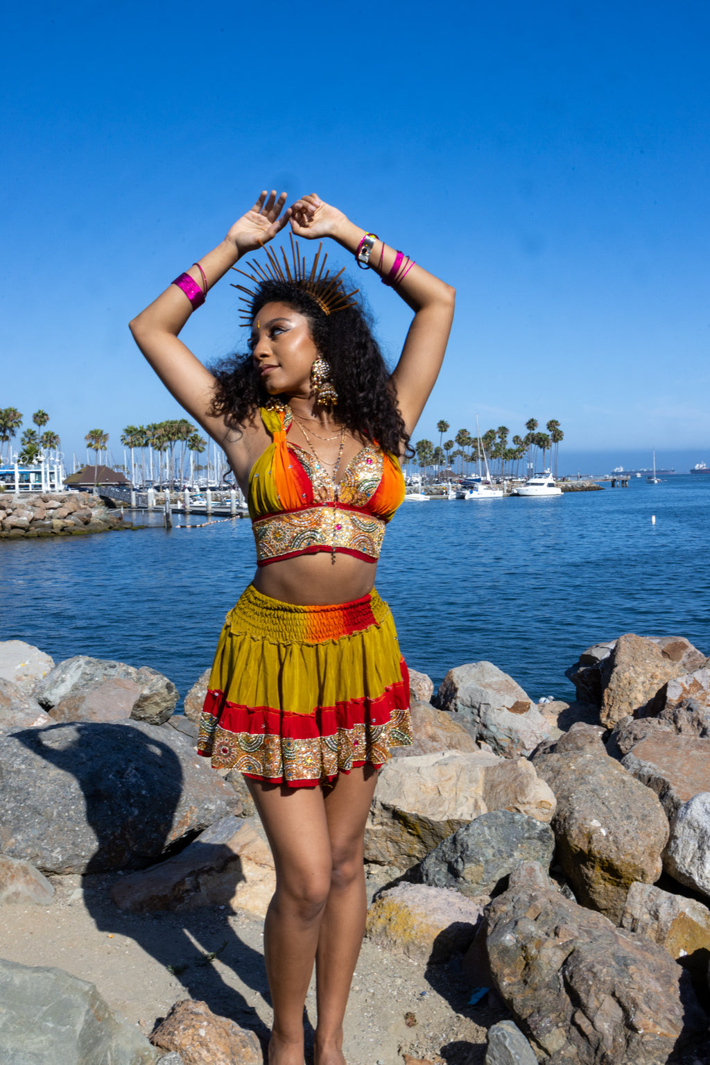 Rainbow Jungle micro mini skirt set (without bottom skirt sequins- top is same)