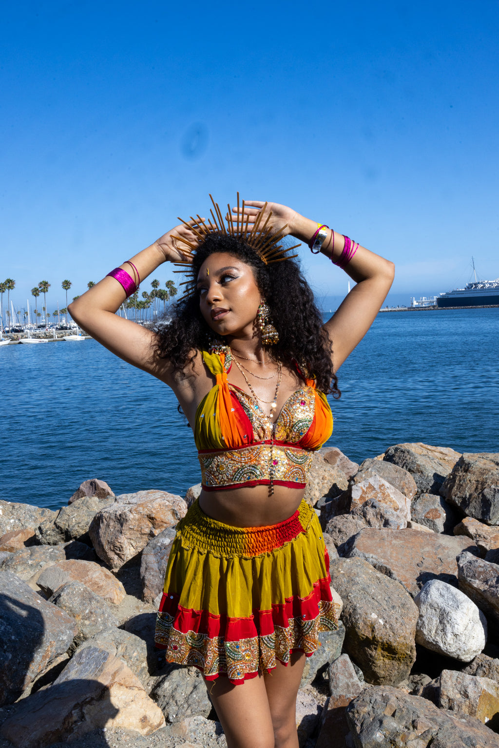 Rainbow Jungle micro mini skirt set (without bottom skirt sequins- top is same)