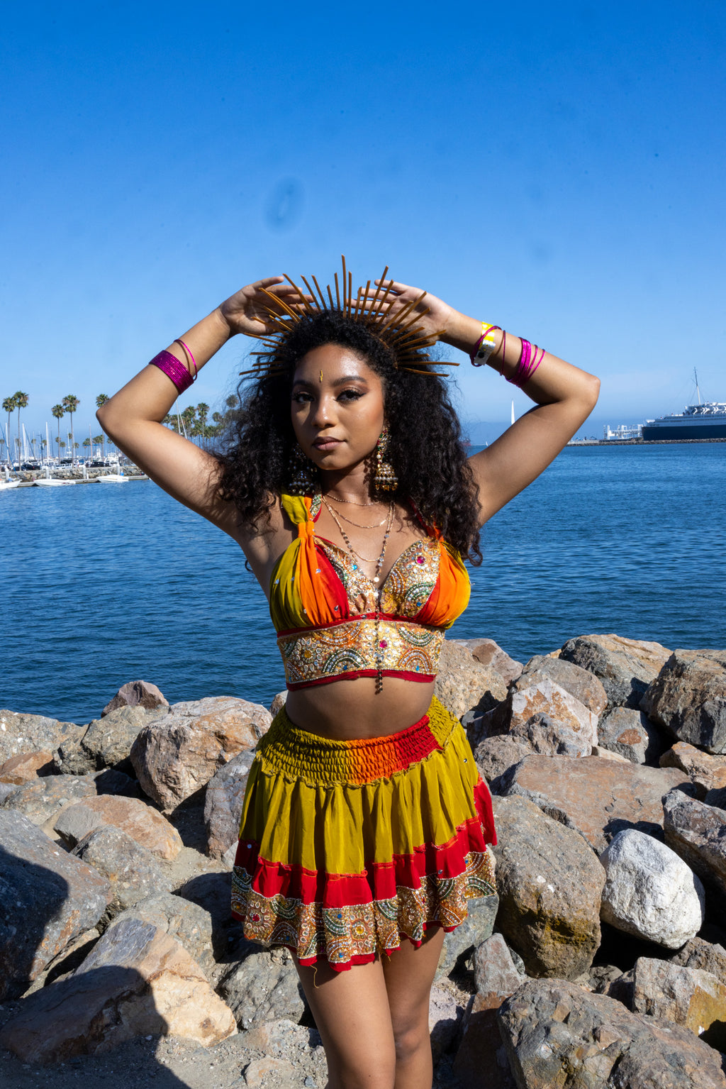 Rainbow Jungle micro mini skirt set (without bottom skirt sequins- top is same)