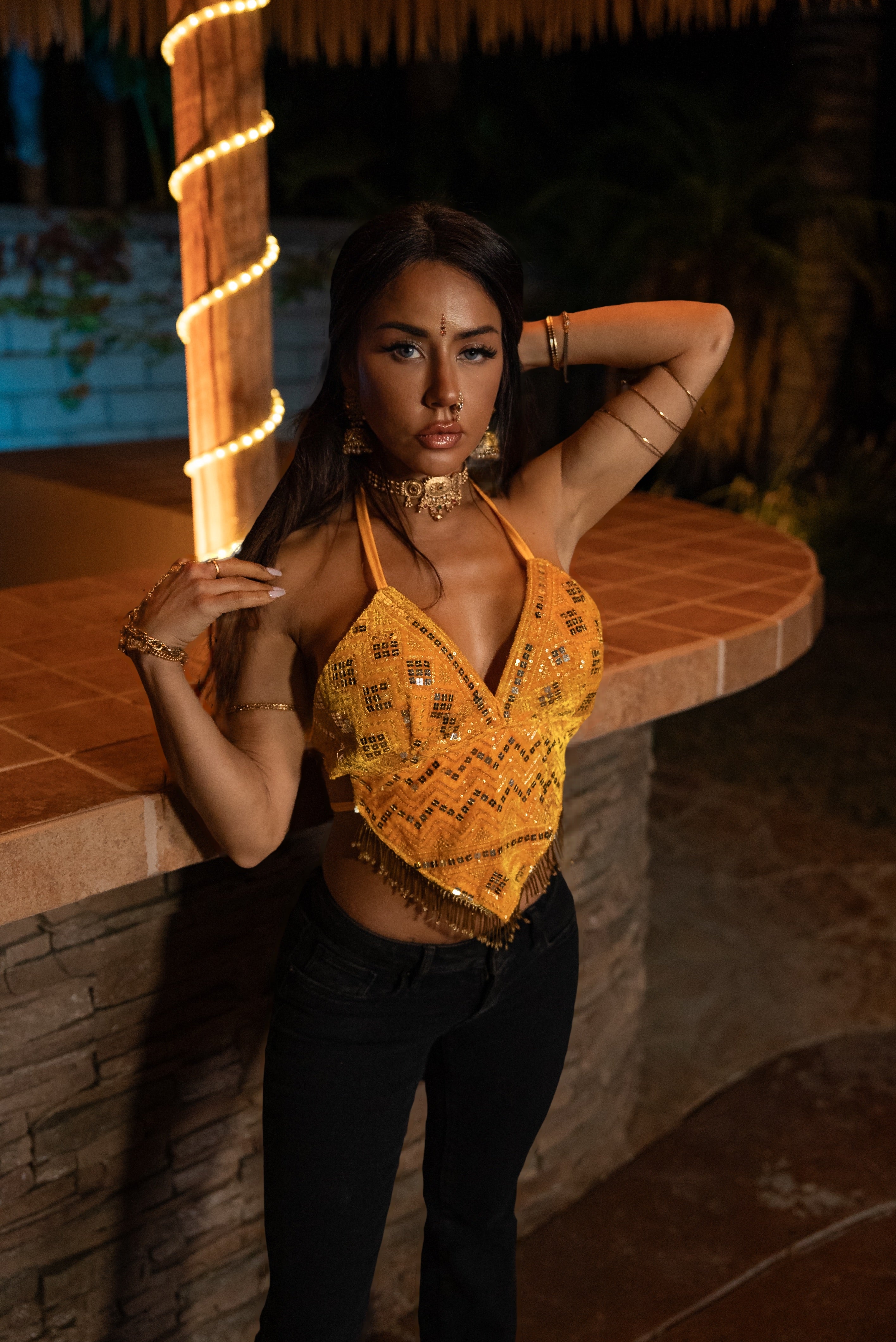 Sun Goddess Yellow Venus Sequin Top