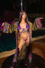 Load image into Gallery viewer, Purple garden Hoodie Kimono
