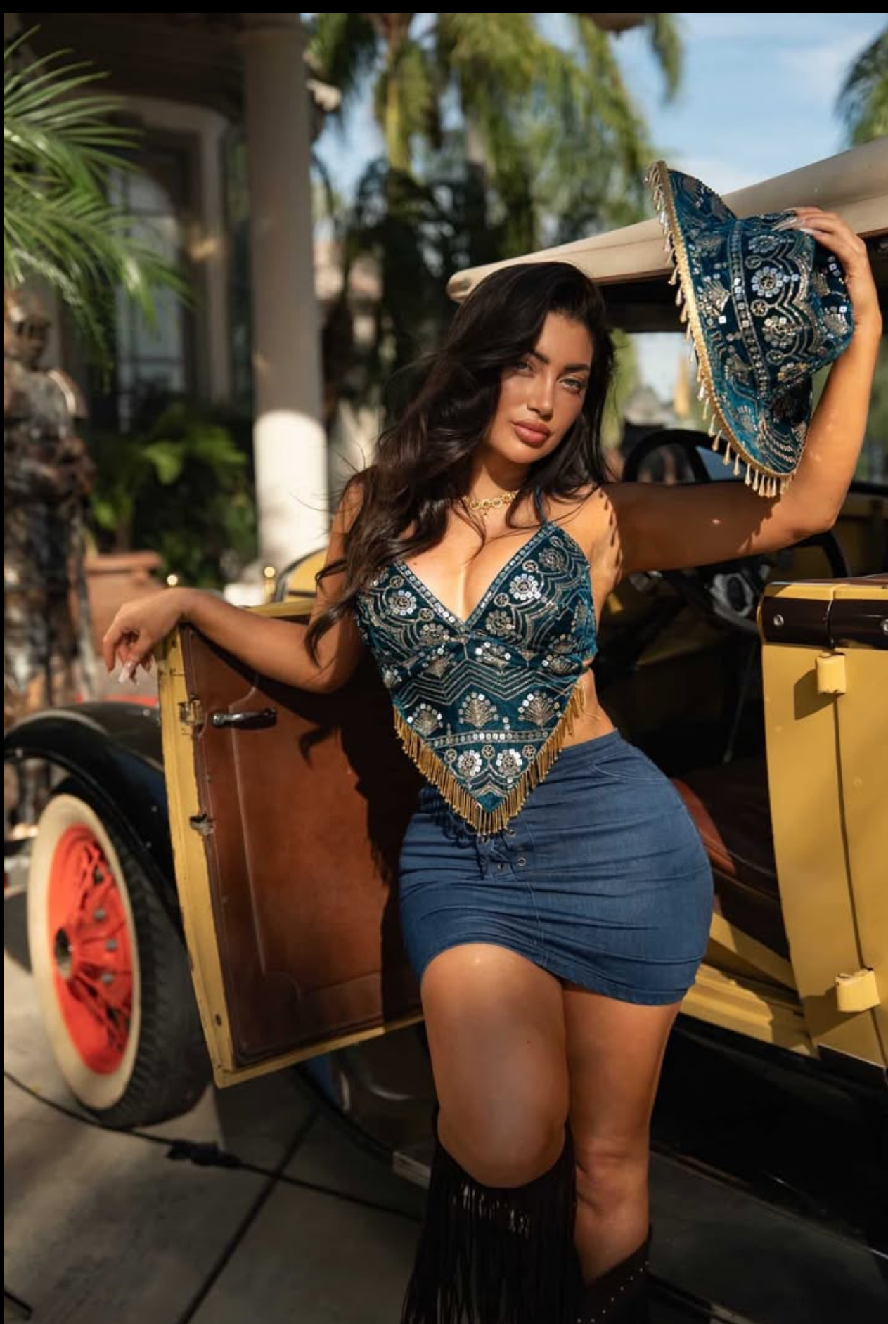 Teal Velvet Fairy Venus Sequin Top