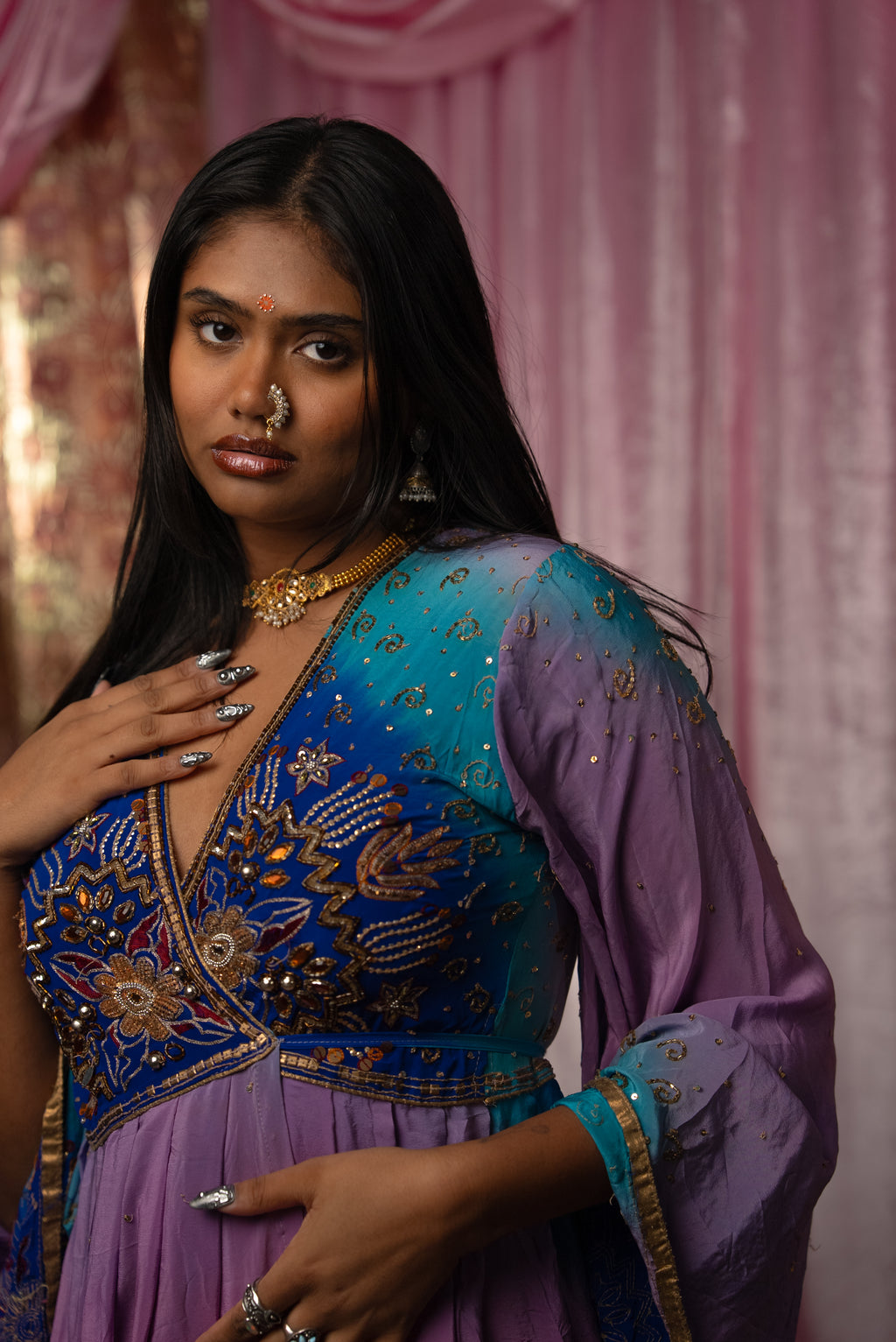 Lavender Dreams Anarkali Kimono Dress