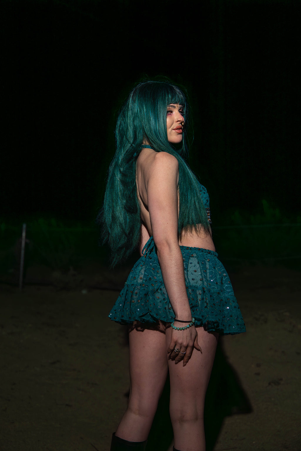 teal mystic Micro Mini Gehr Skirt Set