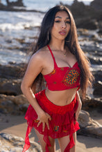 Load image into Gallery viewer, Fire Lotus Ruffle Mini Skirt Set
