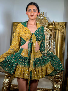 Golden Emerald Princess Micro Mini Skirt Set