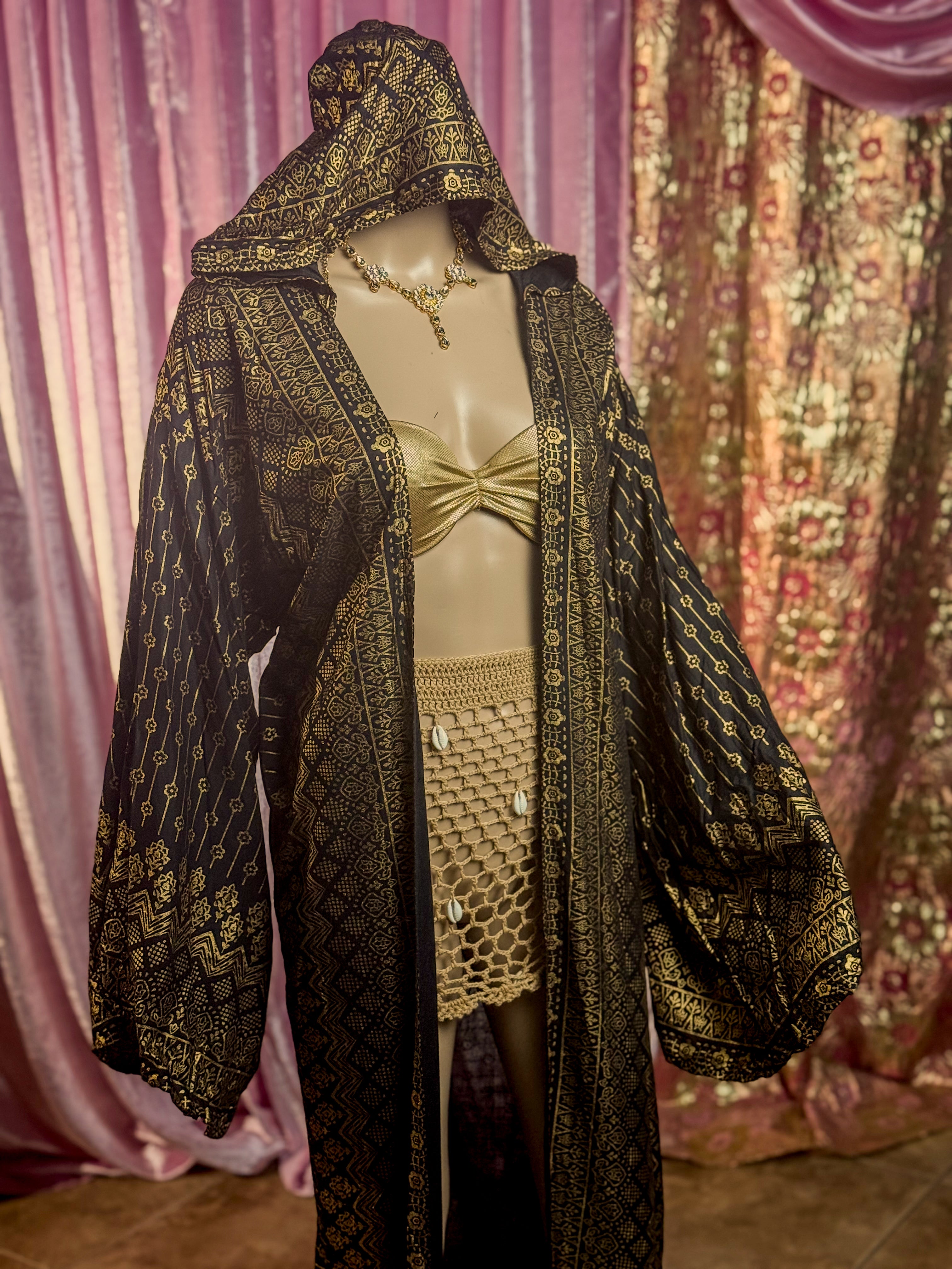 Black Lotus Kimono with hood