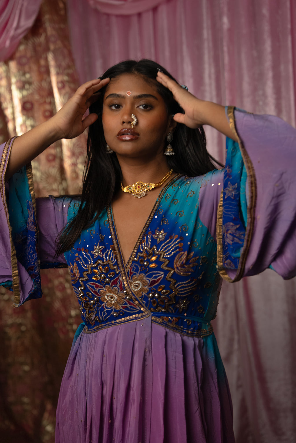 Lavender Dreams Anarkali Kimono Dress