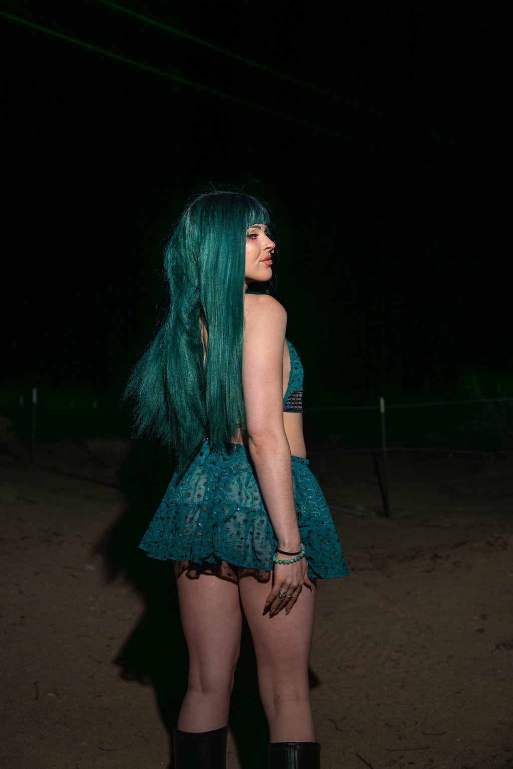 teal mystic Micro Mini Gehr Skirt Set
