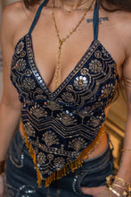 Load image into Gallery viewer, Midnight Blue Velvet Venus Sequin Top
