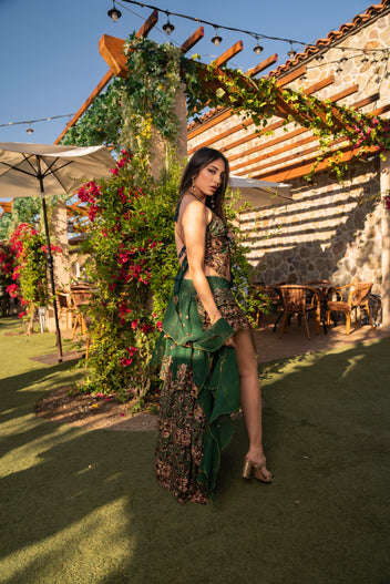 Emerald Goddess Ruffle Bollywood Set