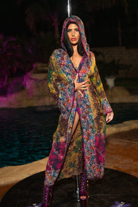 Purple garden Hoodie Kimono