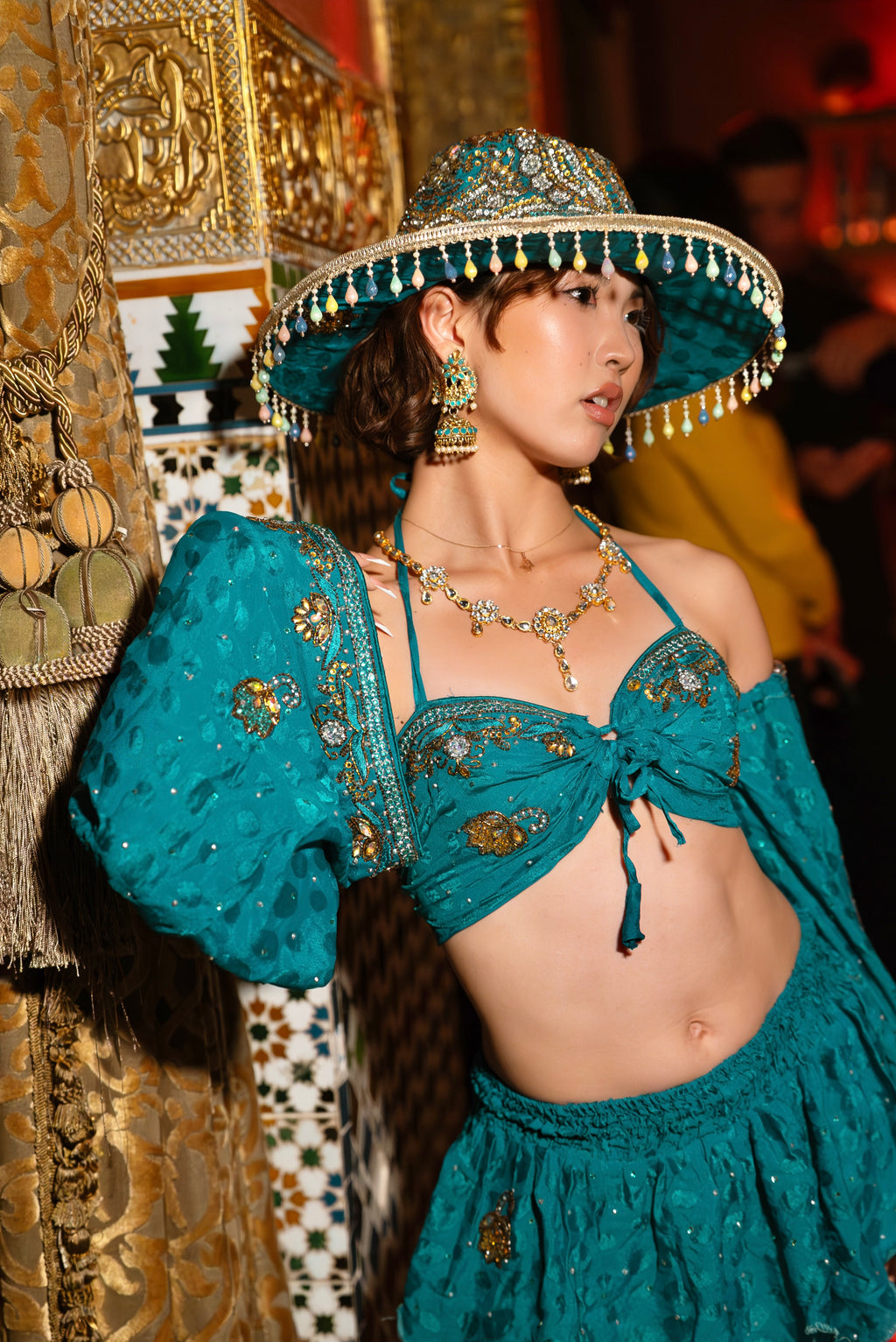 Turquoise Alchemy Lotus Mini Skirt Set