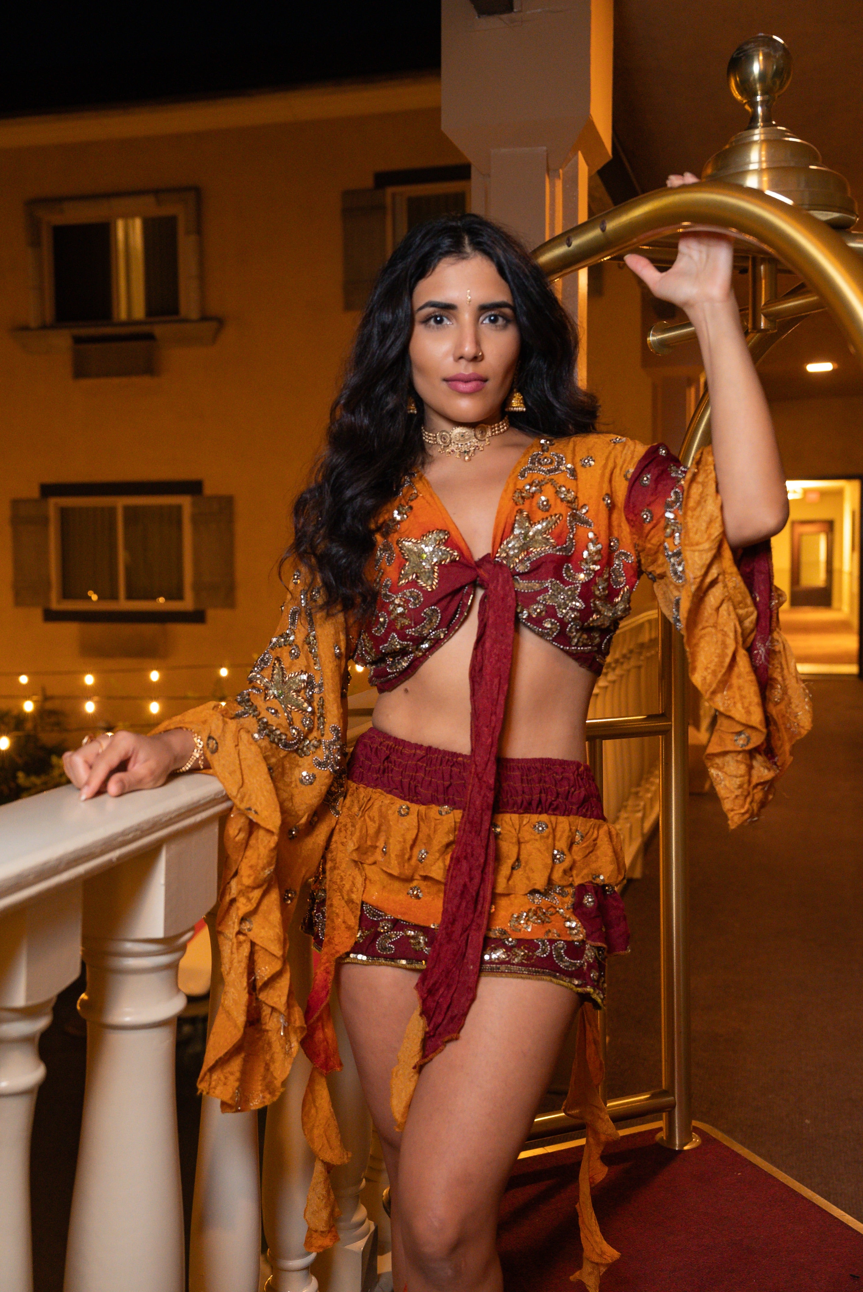 Fire Princess ruffle mini skirt set